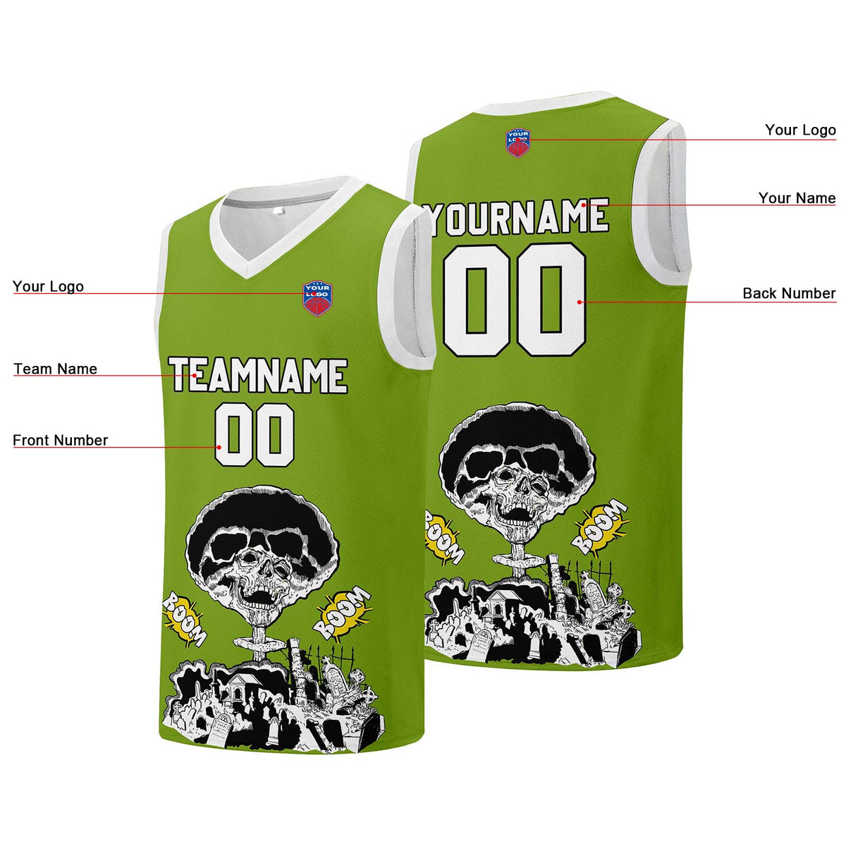 Individuelle Basketball-Jersey für Männer und Frauen. Gestickter und gedruckter Name, Nummer und Logo