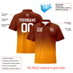 Benutzerdefinierte Braun Orange Fußball Gradient Polo-Shirts Fügen Sie Ihr Einzigartiges hinzu Logo/Name/Nummer