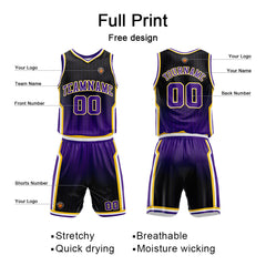 Benutzerdefinierte Lila Reversible Basketball Jersey Personalisierte Name Nummernlogo drucken