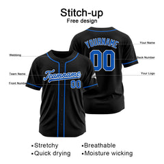 Benutzerdefinierte Authentisch Baseball-Trikot Schwarz-königlich