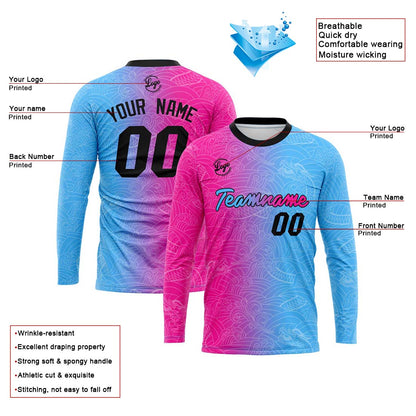 Kundenspezifisches Basketball Fußball Schießen langes T-Shirt für Erwachsene und Kinder Rosa&Hellblau