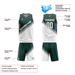 Benutzerdefinierte Grün Weiß Reversible Basketball Jersey Personalisierte Print Name Nummer Logo