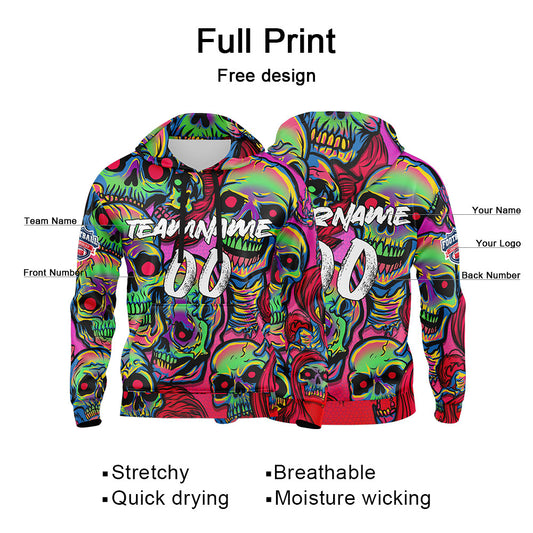 Benutzerdefinierter Sweatshirt-Hoodie für Mann, Frau, Mädchen, Junge. Drucken Sie Ihr Logo, Ihren Namen und Ihre Nummer Rosa&Grün