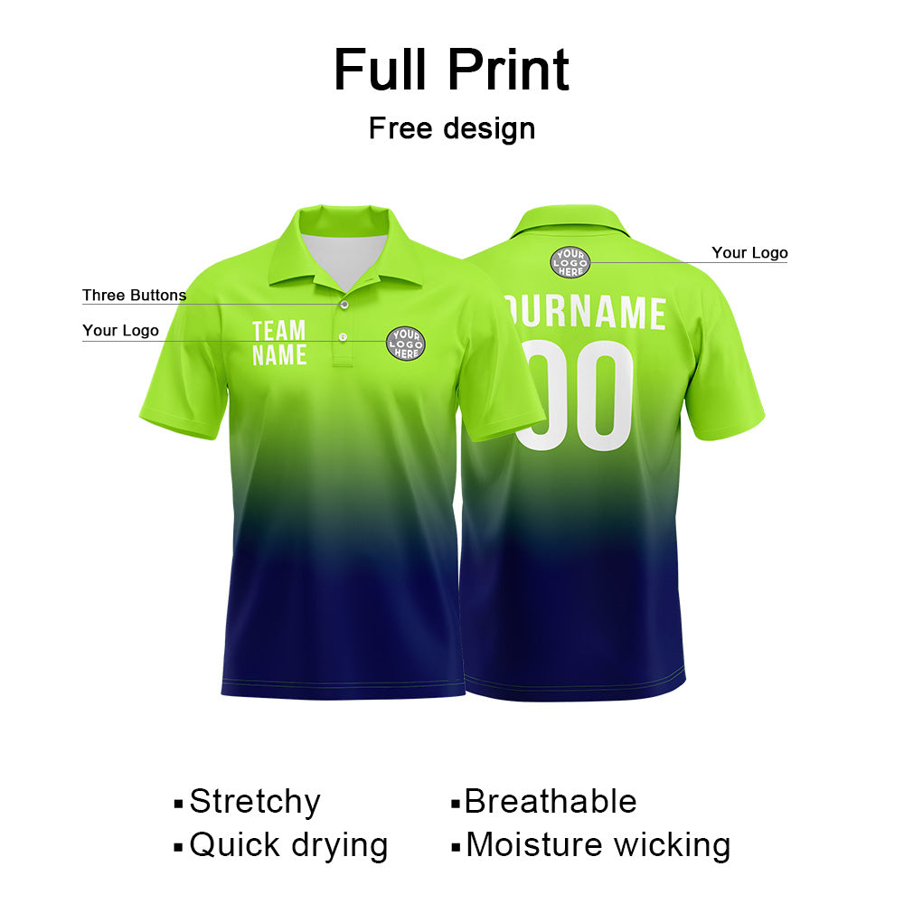 Benutzerdefinierte Neon Grün Marine Fußball Polo-Shirts Fügen Sie Ihr Einzigartiges hinzu Logo/Name/Nummer