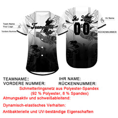 Benutzerdefiniert Weiß Schwarz Personalisierter Baseball Jersey mit Farbverlauf Team Uniform mit Namen und Nummer