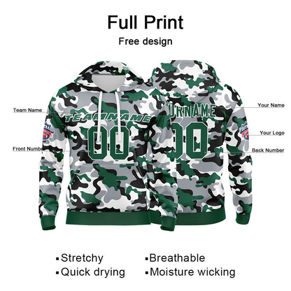 Benutzerdefinierter Sweatshirt-Hoodie für Mann, Frau, Mädchen, Junge. Drucken Sie Ihr Logo, Ihren Namen und Ihre Nummer Grün Schwarz