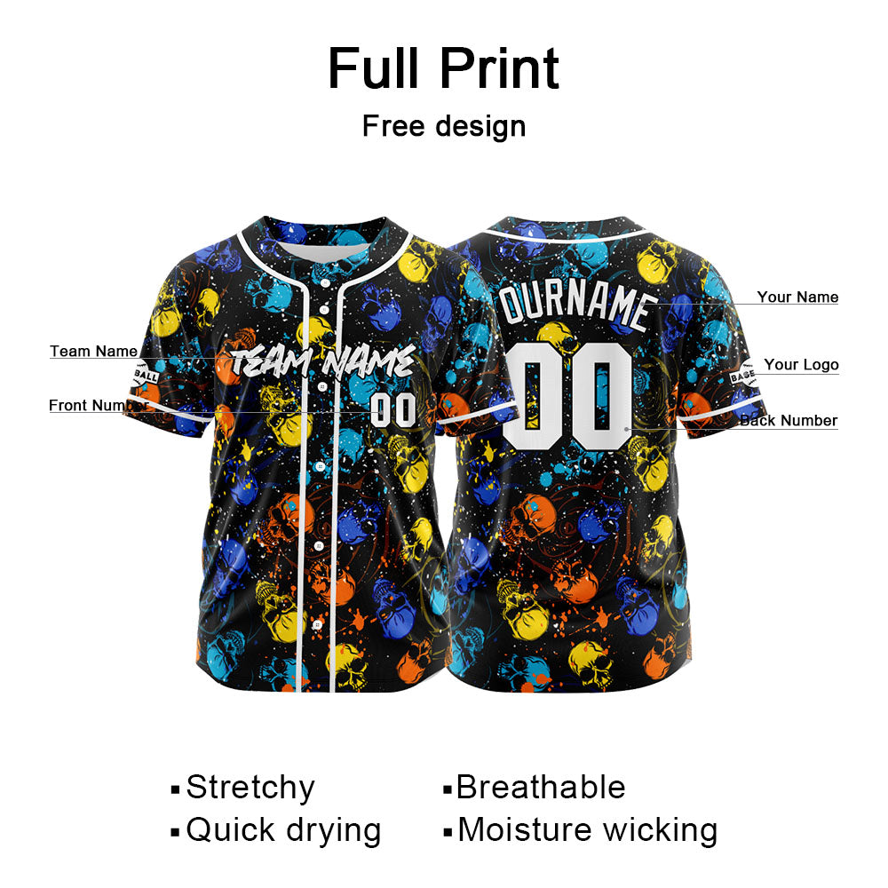 Benutzerdefinierte Baseball Jersey Personalisierte Baseball Shirt genäht und Druck Blau&Gelb