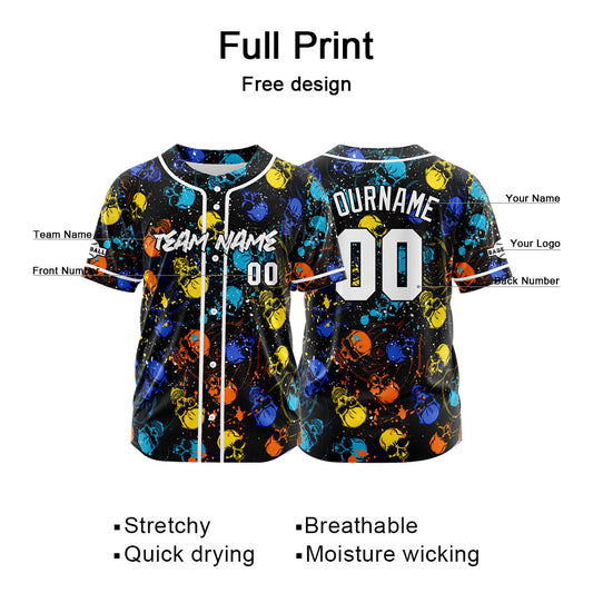 Benutzerdefinierte Baseball Jersey Personalisierte Baseball Shirt genäht und Druck Blau&Gelb