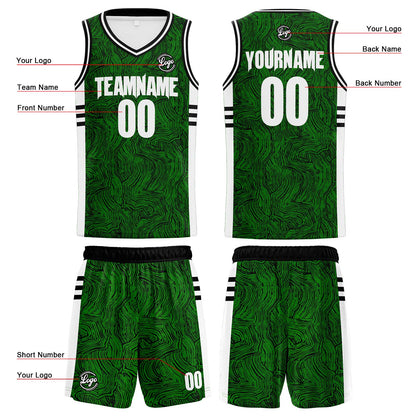 Benutzerdefinierte Grün Reversible Basketball Jersey Personalisierte Print Name Nummer Logo