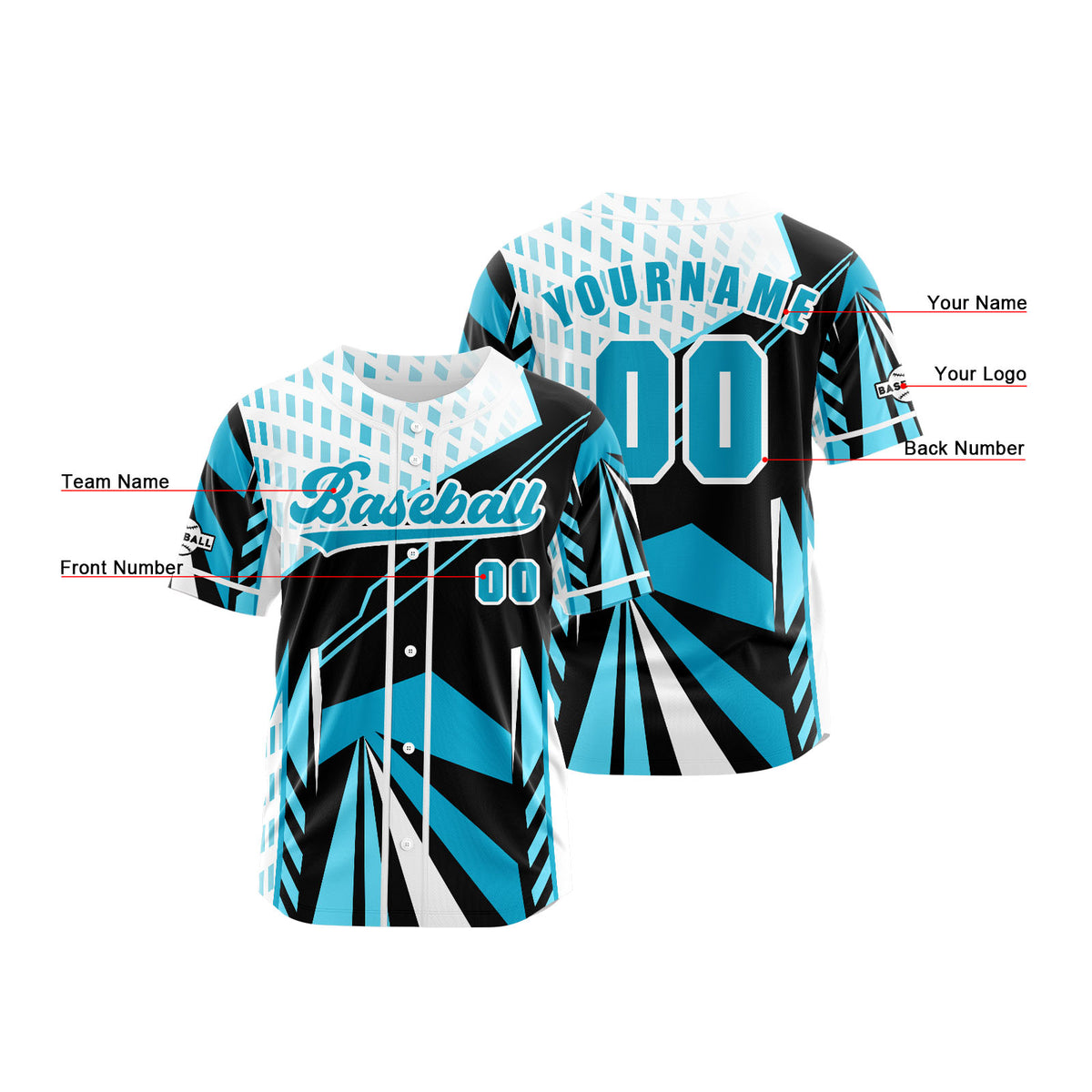 Benutzerdefiniert Hellblau Baseball Uniformen Drucken für Jungs Mädchen und Kinder Machen Ihr Team Mehr Vielfältig