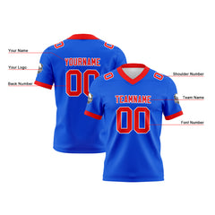 Benutzerdefinierte Blau Rot Fußball Trikots Personalisierter Name Nummer Logo