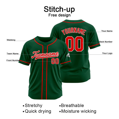 Benutzerdefinierte Authentisch Baseball-Trikot Dunkel Grün-Rot