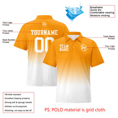 Benutzerdefinierte Orange Weiß Fußball Gradient Polo-Shirts Fügen Sie Ihr Einzigartiges hinzu Logo/Name/Nummer