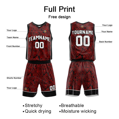 Benutzerdefinierte Rot Reversible Basketball Jersey Personalisierte Name Nummernlogo drucken