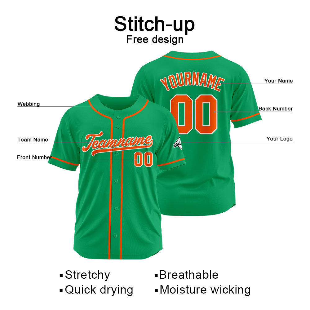 Benutzerdefinierte Authentisch Baseball-Trikot  Grün-Orange