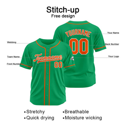 Benutzerdefinierte Authentisch Baseball-Trikot  Grün-Orange