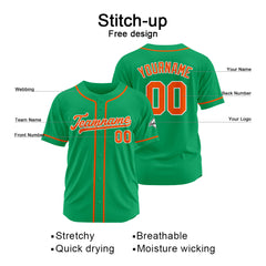 Benutzerdefinierte Authentisch Baseball-Trikot  Grün-Orange