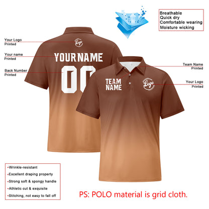 Benutzerdefinierte Braun Khaki Fußball Gradient Polo-Shirts Fügen Sie Ihr Einzigartiges hinzu Logo/Name/Nummer