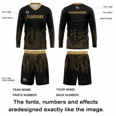 Kundenspezifisches Schwarz Gold Basketball Fußball Schießen langes T-Shirt für Erwachsene und Kinder