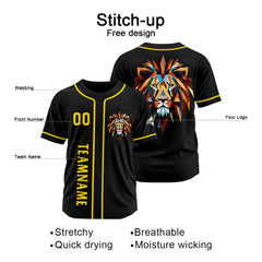 Benutzerdefinierte Baseball Jersey Personalisierte Baseball Shirt genäht und Druck Schwarz