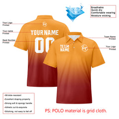 Benutzerdefinierte Orange Burgund Fußball Gradient Polo-Shirts Fügen Sie Ihr Einzigartiges hinzu Logo/Name/Nummer