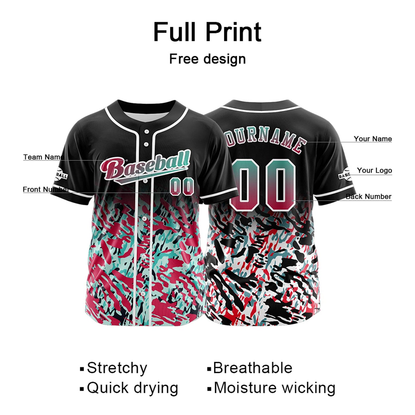 Benutzerdefiniert Schwarz Rot Baseball Uniformen Drucken für Jungs Mädchen und Kinder Machen Ihr Team Mehr Vielfältig