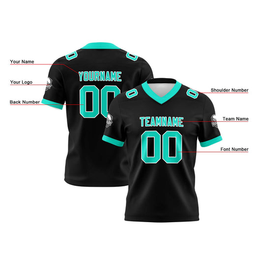 Benutzerdefinierte Schwarz Weiß Teal  Reversibel Genäht Fußball Trikot Personalisierte Fußball Shirts für Männer gedruckt Team Name Nummer Logo