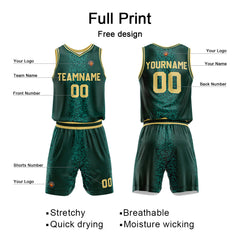 Benutzerdefinierte Dunkelgrün Reversible Basketball Jersey Personalisierte Name Nummernlogo drucken