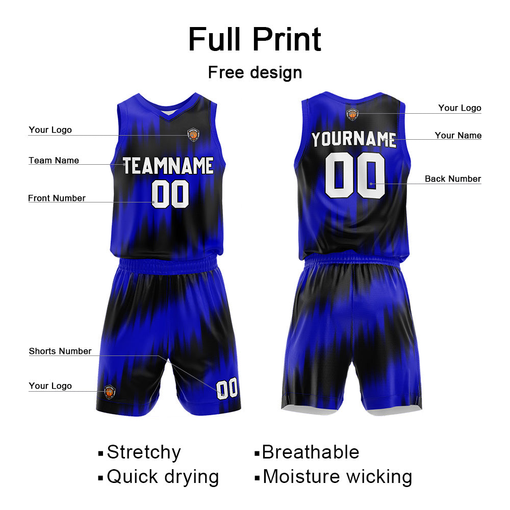 Benutzerdefinierte Royal Reversible Basketball Jersey Personalisierte Name Nummernlogo drucken