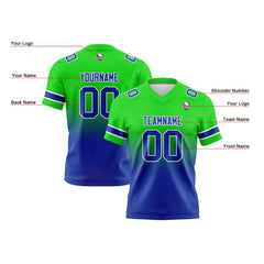 Benutzerdefinierte Grün Blau Gradient Fußball Trikots Personalisierter Name Nummer Logo