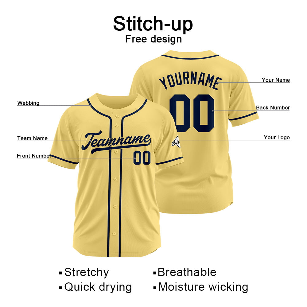 Benutzerdefinierte Authentisch Baseball-Trikot Gold-Marine