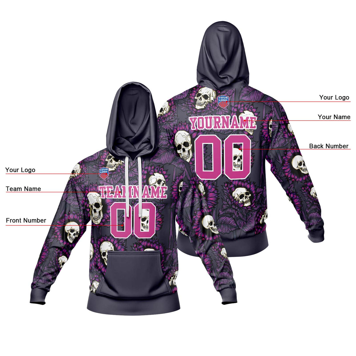 Benutzerdefinierter Sweatshirt-Hoodie für Mann, Frau, Mädchen, Junge. Drucken Sie Ihr Logo, Ihren Namen und Ihre Nummer