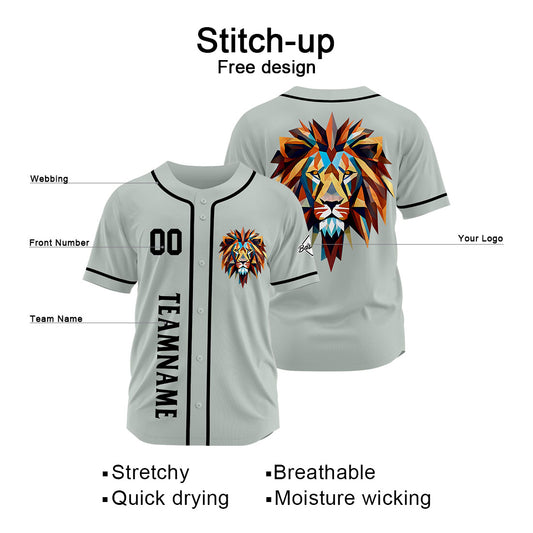 Benutzerdefinierte Baseball Jersey Personalisierte Baseball Shirt genäht und Druck Grau