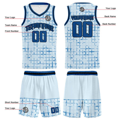 Benutzerdefinierter Hellblau Basketball Jersey Uniform Anzug gedruckt Ihr Logo Name Nummer