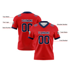 Benutzerdefinierte Rot Marine Fußball Trikots Personalisierter Name Nummer Logo