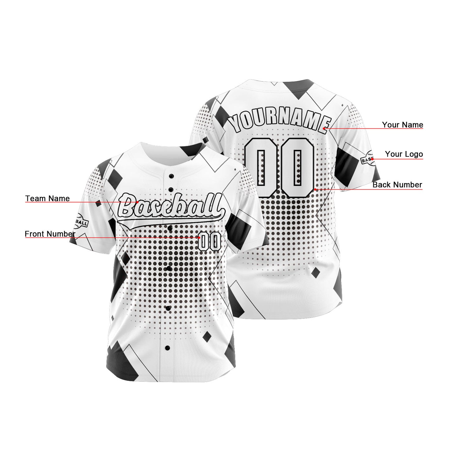 Benutzerdefiniert Weiß Schwarz Baseball Uniformen Drucken für Jungs Mädchen und Kinder Machen Ihr Team Mehr Vielfältig