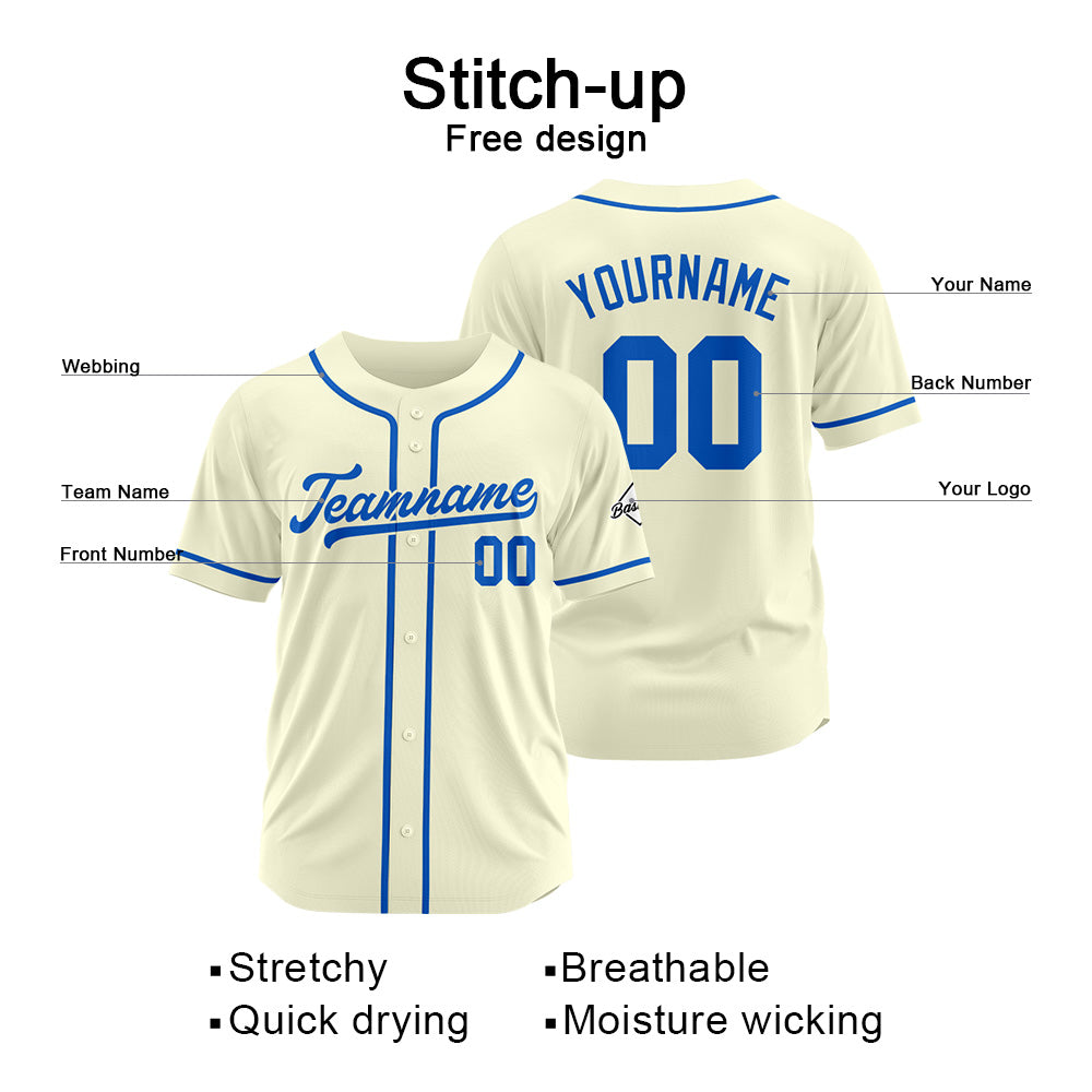 Benutzerdefinierte Authentisch Baseball-Trikot Creme-königlich