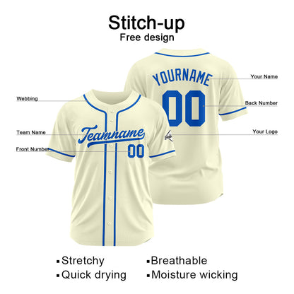 Benutzerdefinierte Authentisch Baseball-Trikot Creme-königlich