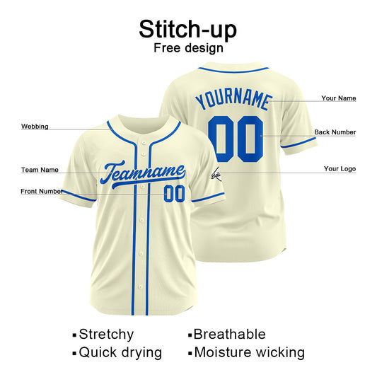Benutzerdefinierte Authentisch Baseball-Trikot Creme-königlich