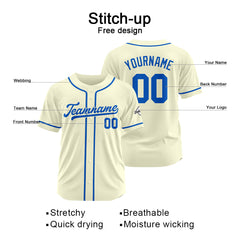 Benutzerdefinierte Authentisch Baseball-Trikot Creme-königlich