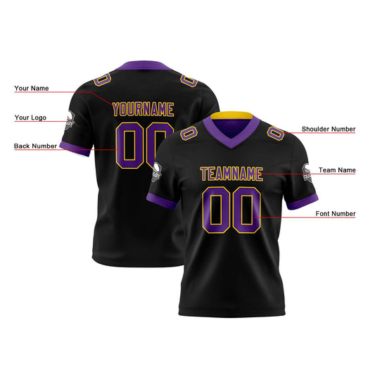 Benutzerdefinierte Schwarz Lila Gelb Reversibel Genäht Fußball Trikot Personalisierte Fußball Shirts für Männer gedruckt Team Name Nummer Logo