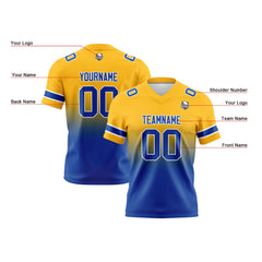 Benutzerdefinierte Gelb Blau Reversibel Genäht Fußball Trikot Personalisierte Gradient Fußball Shirts für Männer gedruckt Team Name Nummer Logo