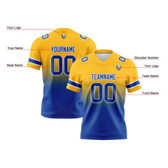 Benutzerdefinierte Gelb & Blau Gradient Fußball Trikots Personalisierter Name Nummer Logo