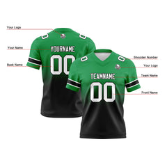 Benutzerdefinierte Grün Schwarz Gradient Fußball Trikots Personalisierter Name Nummer Logo