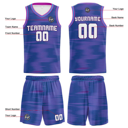Benutzerdefinierte Lila Hellblau Reversible Basketball Jersey Personalisierte Print Name Nummer Logo