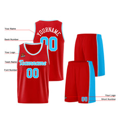 Individuelle Rot Königlich Basketball Jersey Shorts für Männer und Frauen Gestickter und gedruckter Name, Nummer und Logo