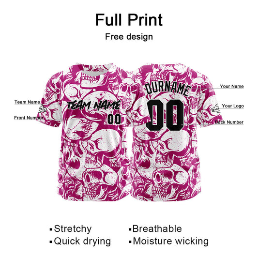 Benutzerdefinierte Baseball Jersey Personalisierte Baseball Shirt genäht und Druck Rot Violett&Weiß