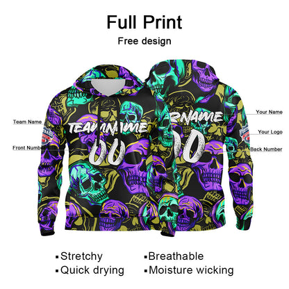 Benutzerdefinierter Sweatshirt-Hoodie für Mann, Frau, Mädchen, Junge. Drucken Sie Ihr Logo, Ihren Namen und Ihre Nummer Yellow&Purple
