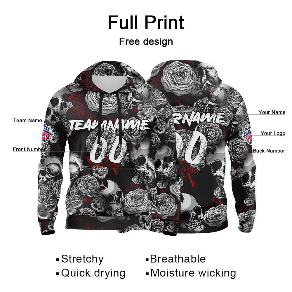 Benutzerdefinierter Sweatshirt-Hoodie für Mann, Frau, Mädchen, Junge. Drucken Sie Ihr Logo, Ihren Namen und Ihre Nummer Grau&Rot