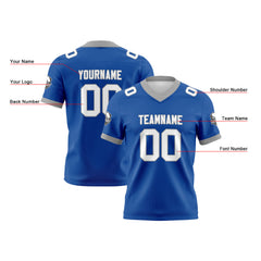 Benutzerdefinierte Blau Grau Fußball Trikots Personalisierter Name Nummer Logo
